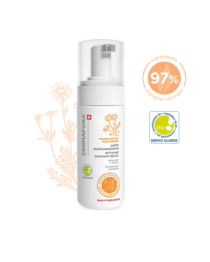 Mousse nettoyante Dermafora gamme peau sensible avec note 97 %