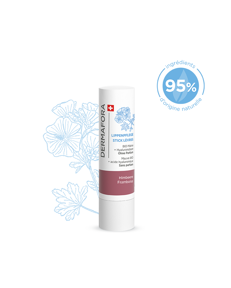 Stick lèvres framboise Dermafora gamme peau déshydratée avec note 95 %