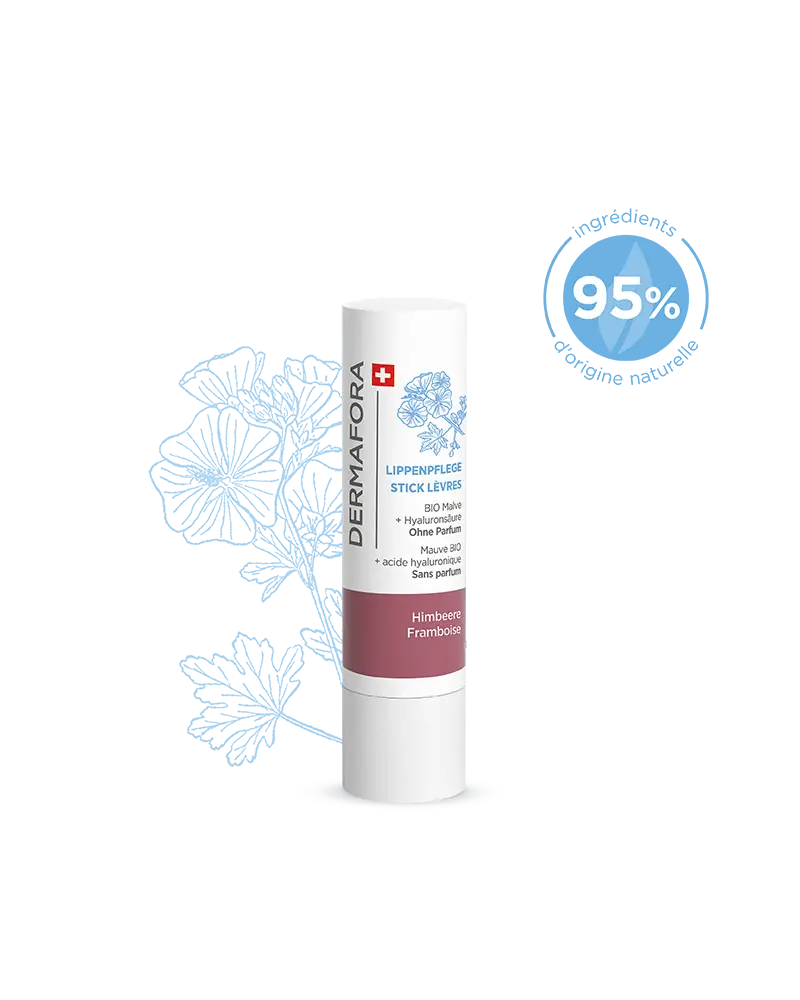 Stick lèvres framboise Dermafora gamme peau déshydratée avec note 95 %