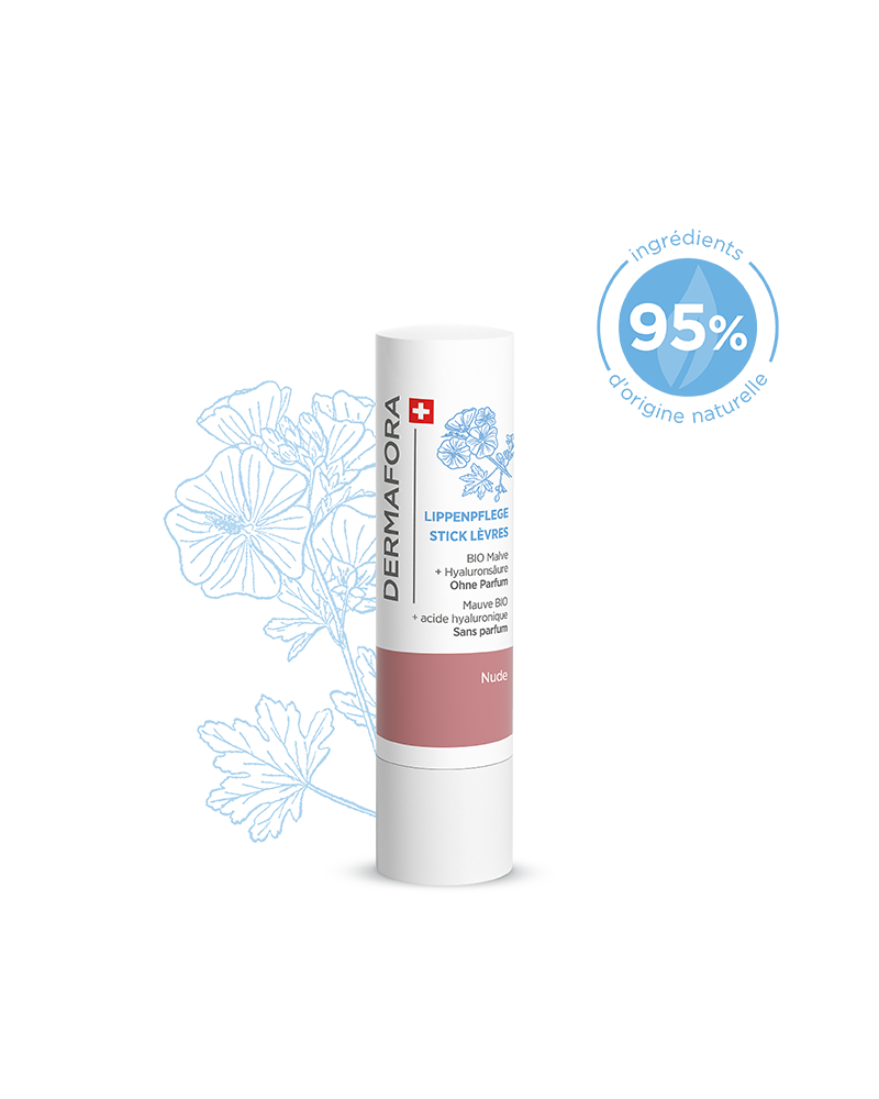 Stick lèvres nude Dermafora gamme peau déshydratée avec note 95 %