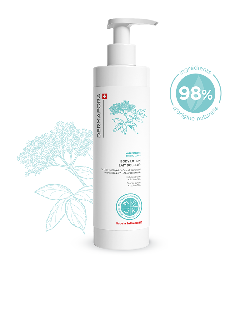 Lait corps Dermafora avec note de satisfaction 98 %