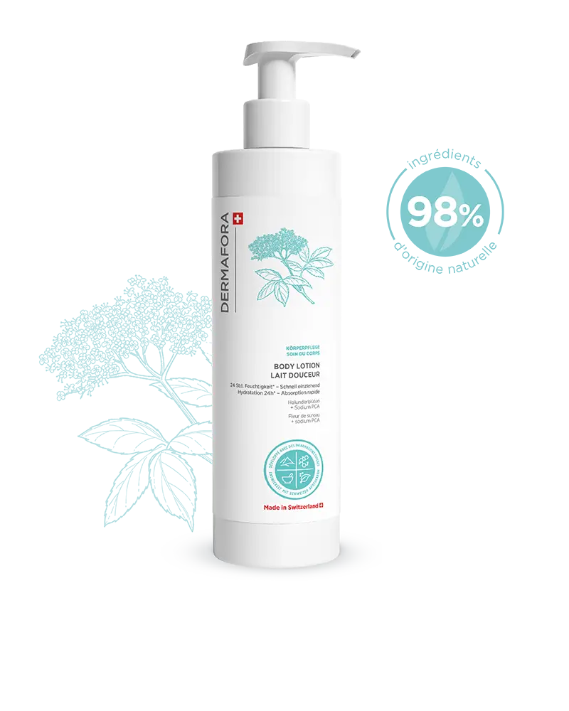 Lait corps Dermafora avec note de satisfaction 98 %
