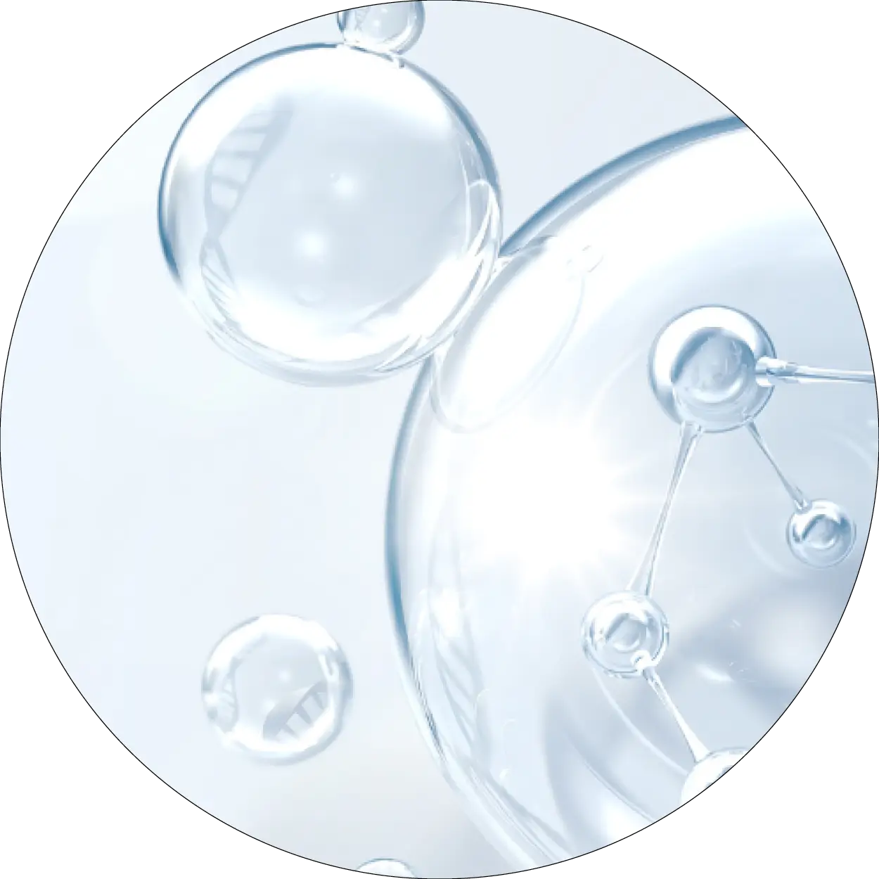 Bulles transparentes représentant l'ectoïne
