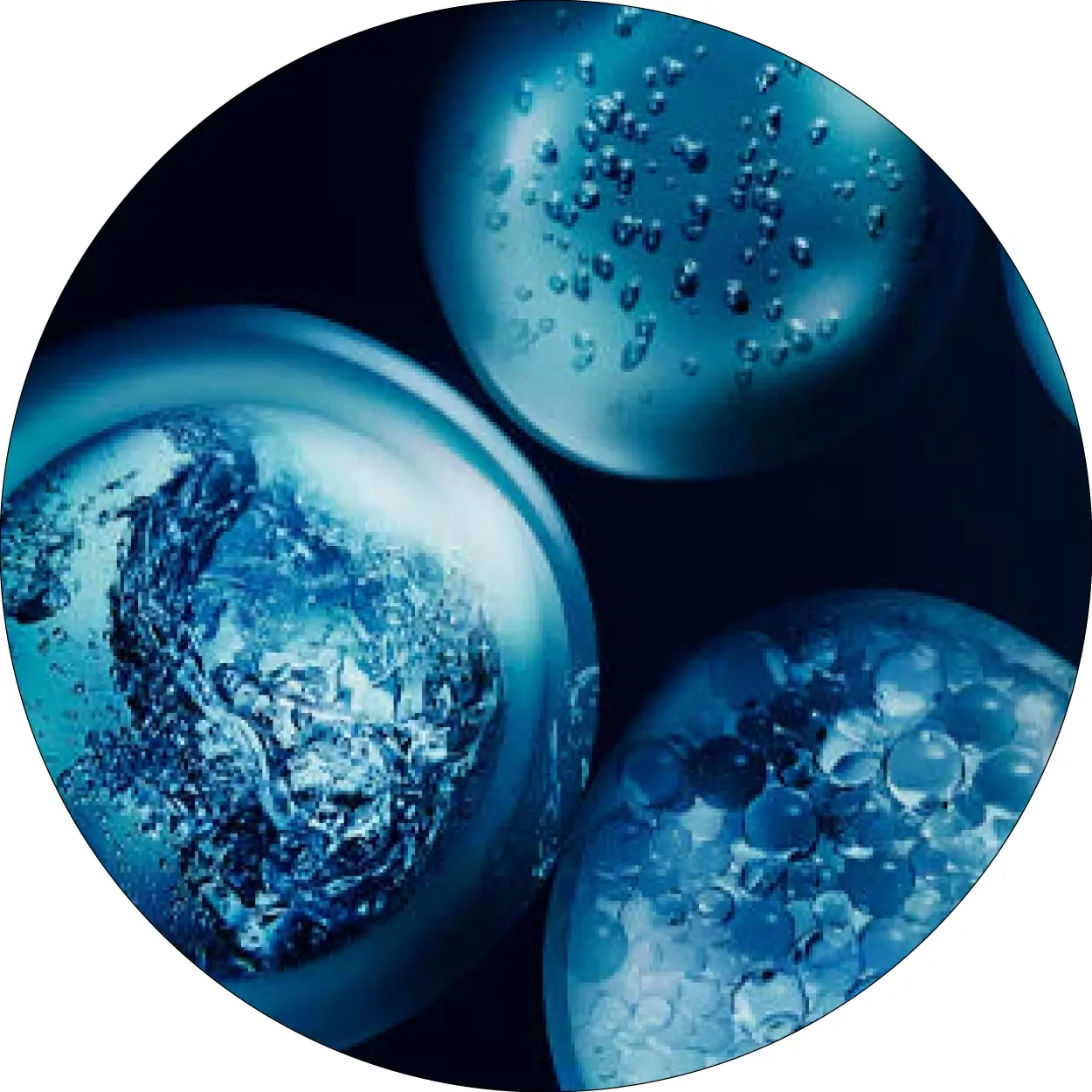 Texture bleue hydratante avec bulles et gouttes d'eau